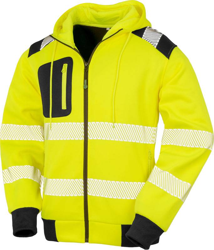 Result Recycled | R503X, Bezpečnostní mikina s kapucňou, fluo žltá - čierna, XXL