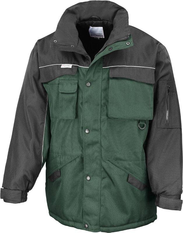 Result Work-Guard | R072X, Pracovná parka, zelená Bottle - čierna, L