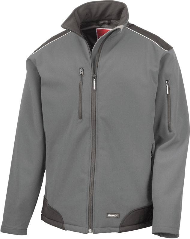 Result Work-Guard|R124X, 3vrstv.softshell ripstop prac.bunda, sivá-čierna, M