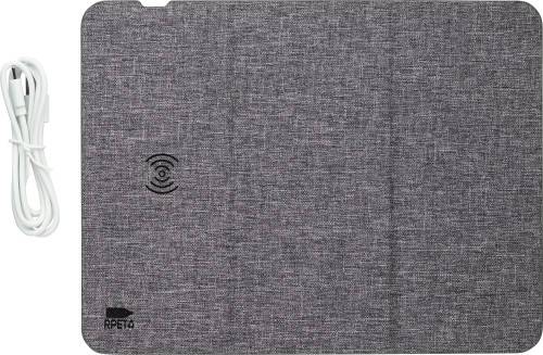 RPET bezdrôtová rýchlonabíjacia podložka pod myš Selene, sivá