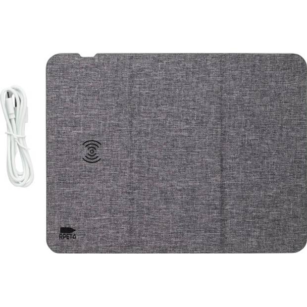 RPET bezdrôtová rýchlonabíjacia podložka pod myš Selene, sivá RPET bezdrôtová rýchlonabíjacia podložka pod myš Selene, sivá