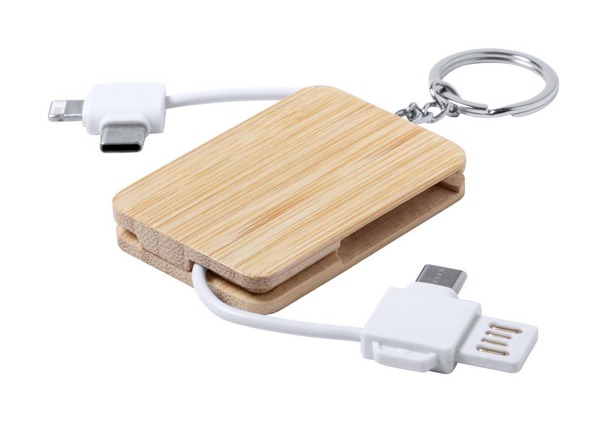 Rusell prívesok na kľúče s USB nabíjacím káblom, biela