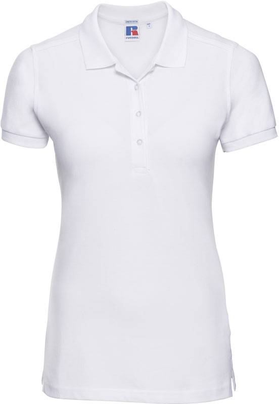 Russell | 566F, Dámske elastické piqué polo, biela, XS