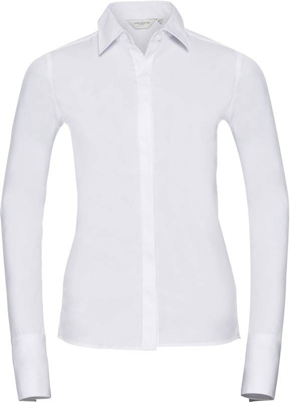 Russell | 960F, Elastická blúzka "Ultimate" s dlhým rukávom, biela, 4XL