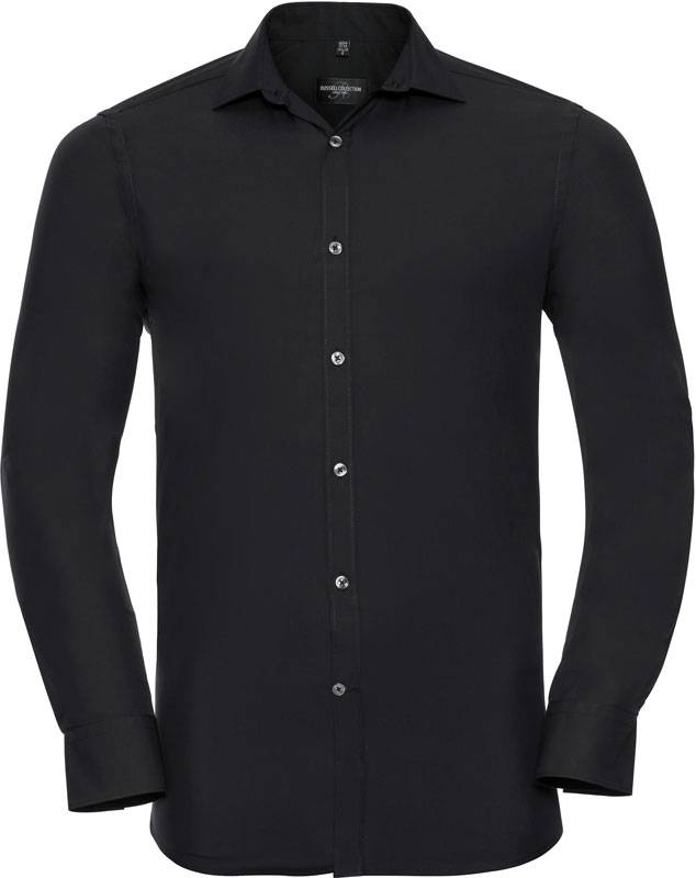 Russell | 960M, Elastická košeľa "Ultimate" s dlhým rukávom, čierna, 4XL