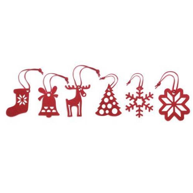 Sada 6 červených plstených ozdôb Sada 6 červených plstených ozdôb