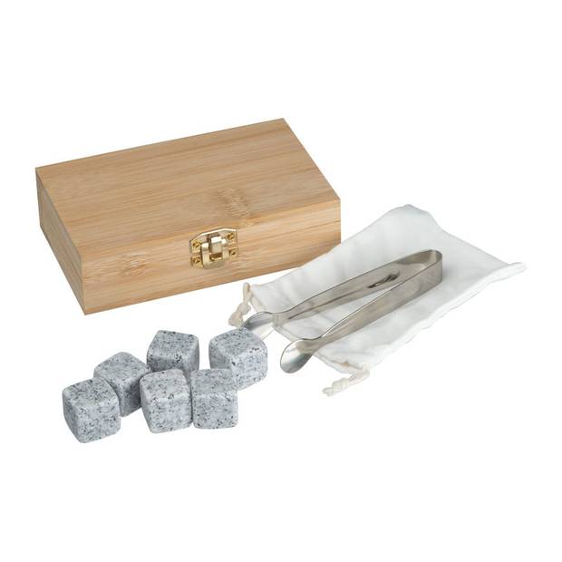 Sada kociek ľadu v bambusovej krabičke, hnedá béžová Sada kociek ľadu v bambusovej krabičke, hnedá béžová