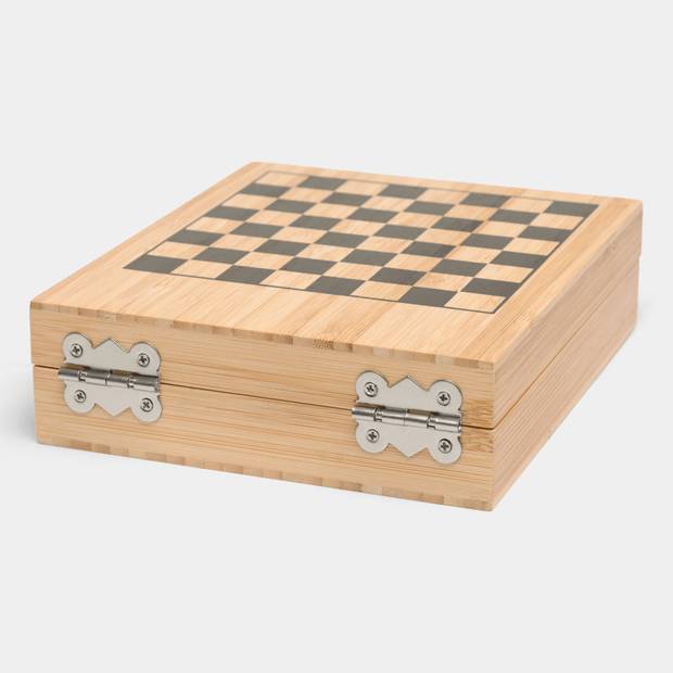 Sada na víno BAMBOO CHESS se šachovou hrou, hnědá Sada na víno BAMBOO CHESS se šachovou hrou, hnědá