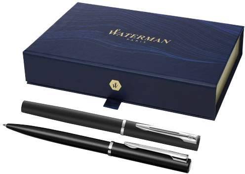 Sada Waterman Allure guľôčkové pero (modrá náplň) a roller (čierna náplň), čierna