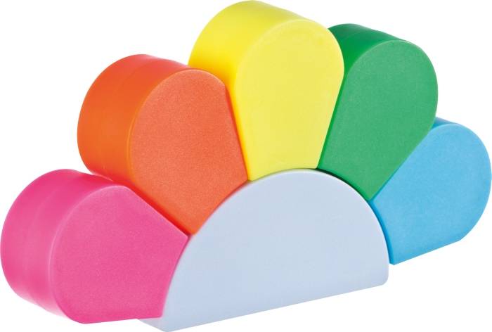 Sada zvýrazňovačů 5 ks, tvar květu, bílá