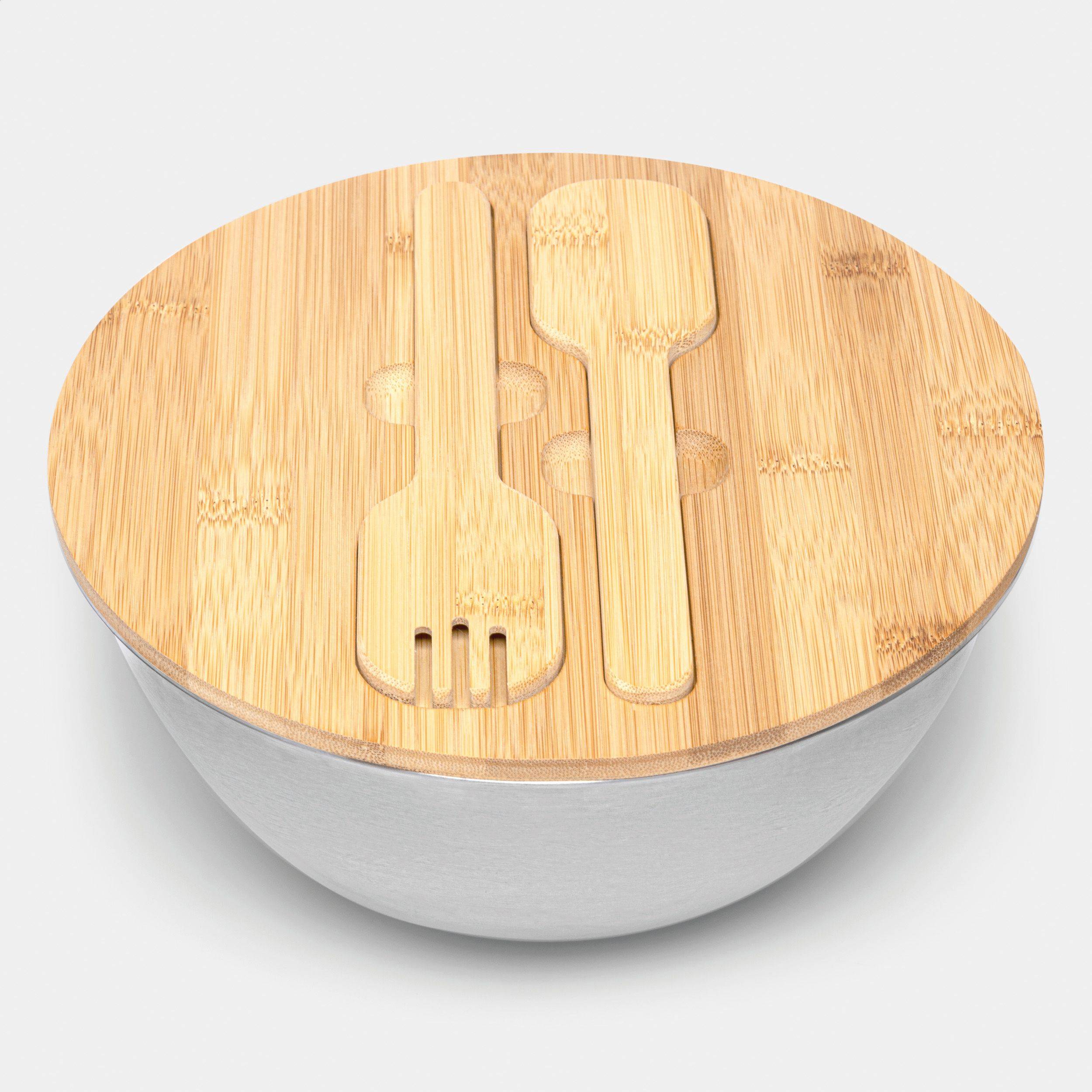 Salátová mísa EAT HEALTHY, hnědá - šedá stříbrná