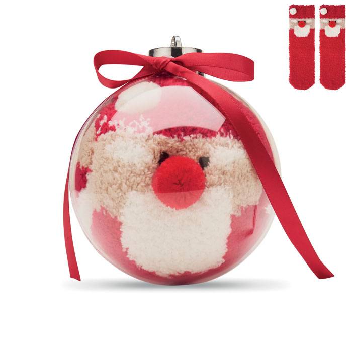 Santa ponožky vo vianočnej guli, červená