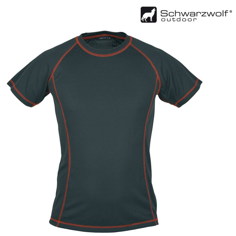 SCHWARZWOLF PASSAT pán.funkčné tričko, červené prešívanie XL