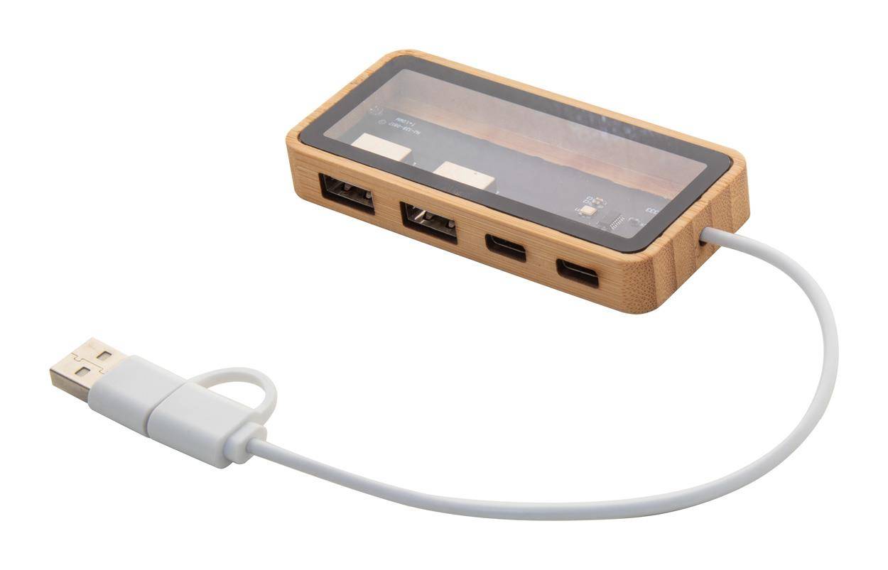 SeeHub transparentní USB hub, hnědá