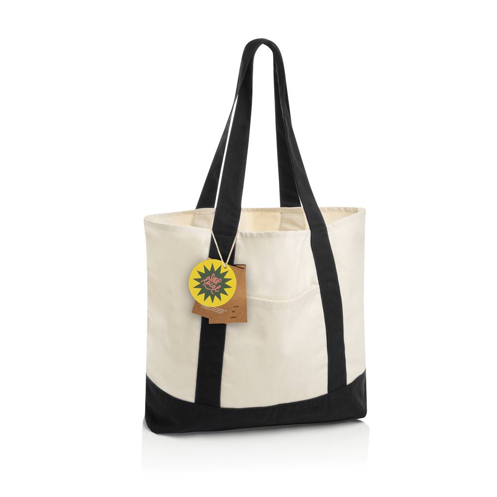 SHOP LOCAL AWARE™ recyklovaná bavlnená taška tote s gramážou, čierna
