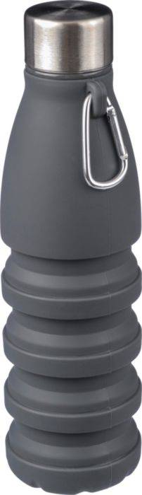 Silikónová skladacia fľaša na pitie 550 ml Erin, čierna