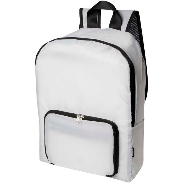 Skladací batoh EcoFold z RPET s objemom 15 l, biela Skladací batoh EcoFold z RPET s objemom 15 l, biela