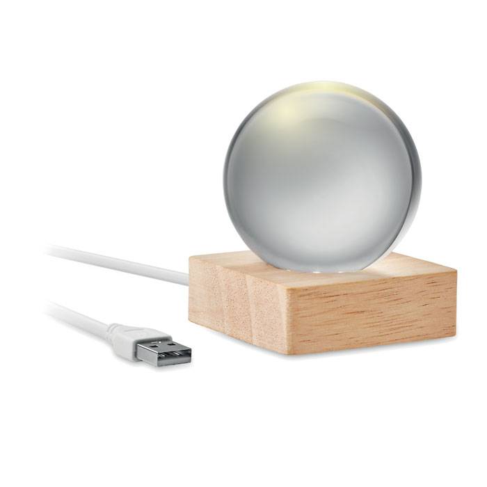 Sklenená guľa s LED, hnedá Wood