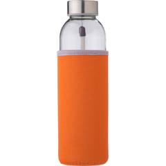 Obrázek k produktu Skleněná láhev 500 ml s neoprenovým pouzdrem, oranžová