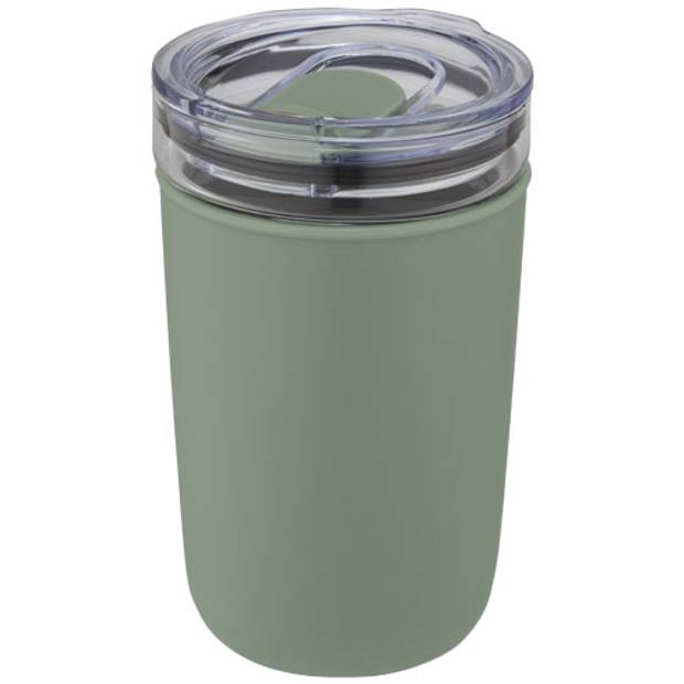Sklenený hrnček o objemu 420 ml s vonkajšou stenou z recyklovaného plastu Bello, zelená Sklenený hrnček o objemu 420 ml s vonkajšou stenou z recyklovaného plastu Bello, zelená