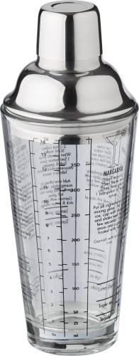 Skleněný šejkr na koktejly (400 ml) Adéla, šedá stříbrná