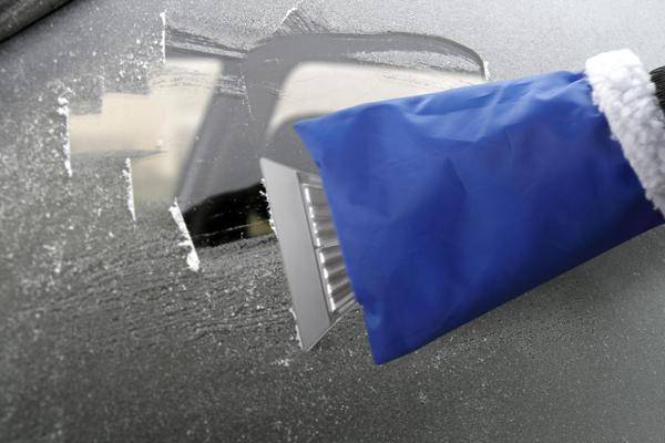 Škrabka na led s rukavicí, modrá