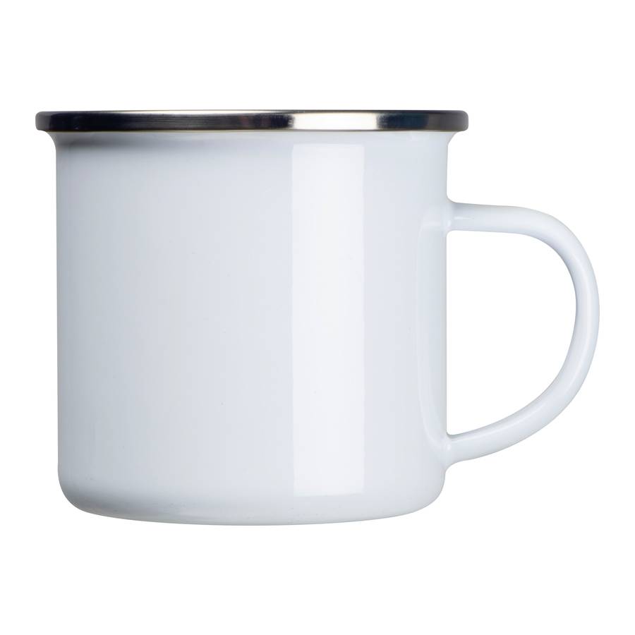 Smaltovaný retro hrnek, bílá