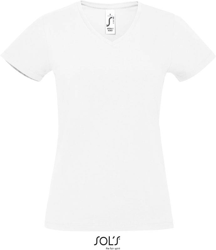SOL'S | Imperial V Women, Dámské tričko s výstřihem do V z těžké bavlny, bílá, L