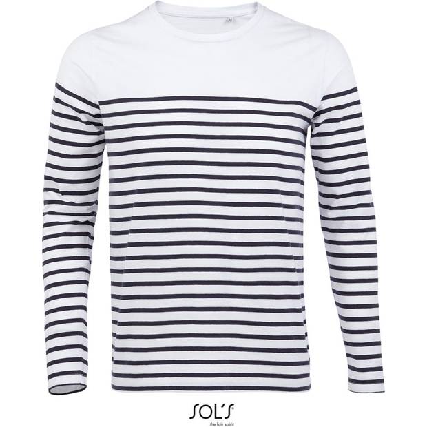 SOL'S | Matelot LSL Men, Pánske tričko s dl. rukávom, biela - modrá n., S SOL'S | Matelot LSL Men, Pánske tričko s dl. rukávom, biela - modrá n., S