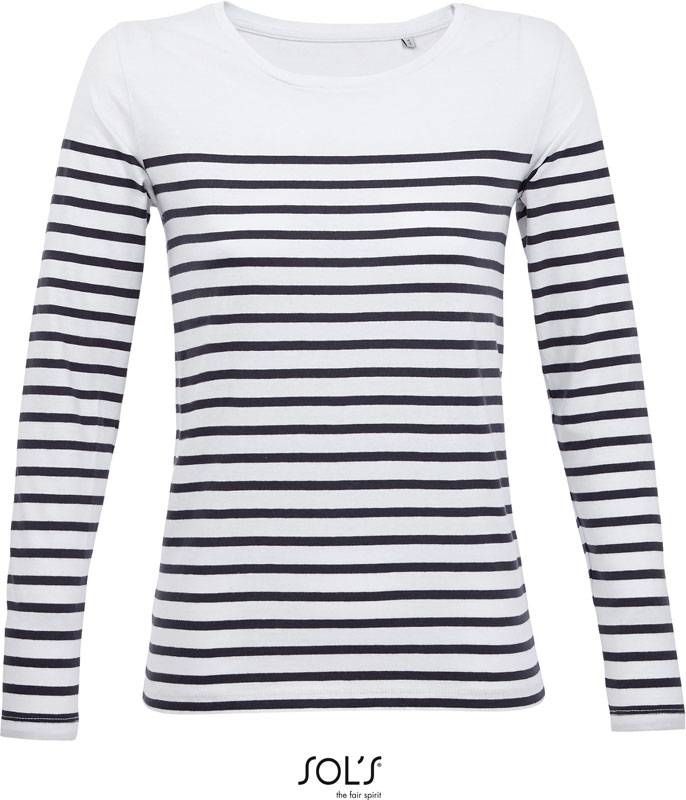 SOL'S | Matelot LSL Women, Dámské tričko s dl. rukávem, bílá - modrá n., M