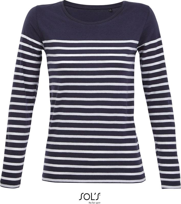 SOL'S | Matelot LSL Women, Dámske tričko s dl. rukávom, modrá f.n.-biela, S