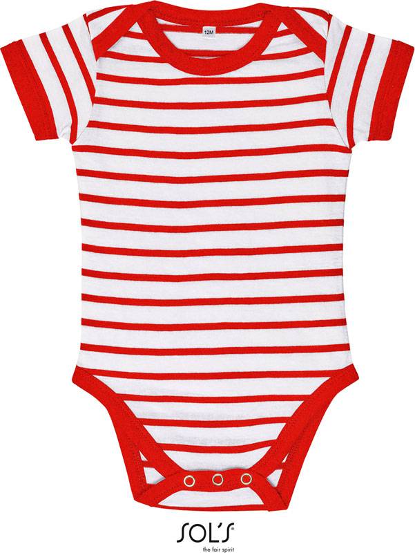 SOL'S | Miles Baby, Dětské body, bílá - červená, 18-23