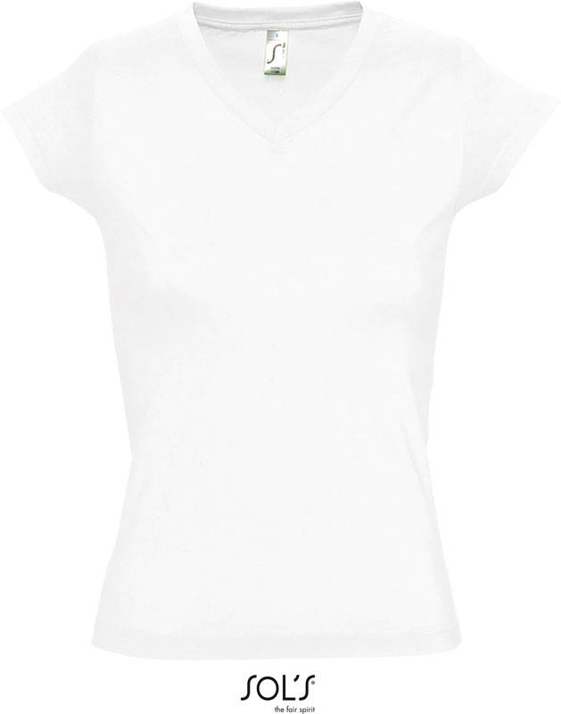 SOL'S | Moon, Dámské tričko s výstřihem do V, bílá, S