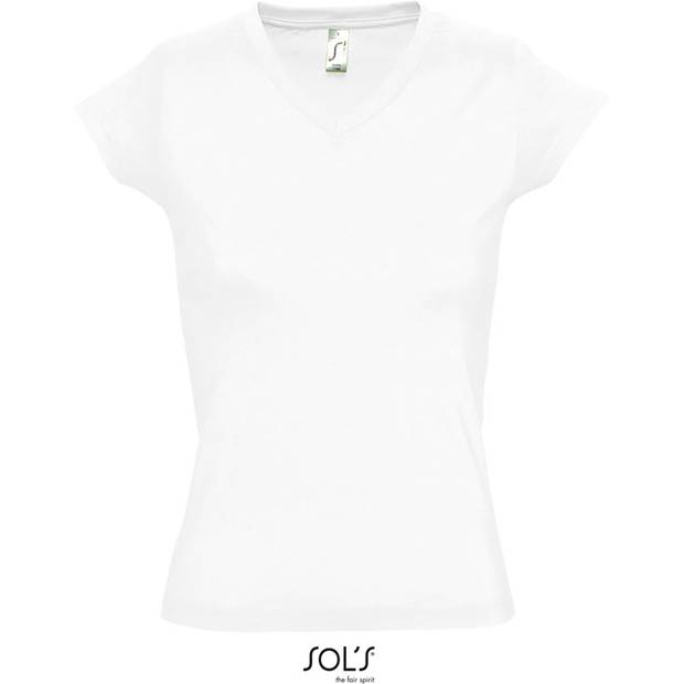 SOL'S | Moon, Dámské tričko s výstřihem do V, bílá, S SOL'S | Moon, Dámské tričko s výstřihem do V, bílá, S