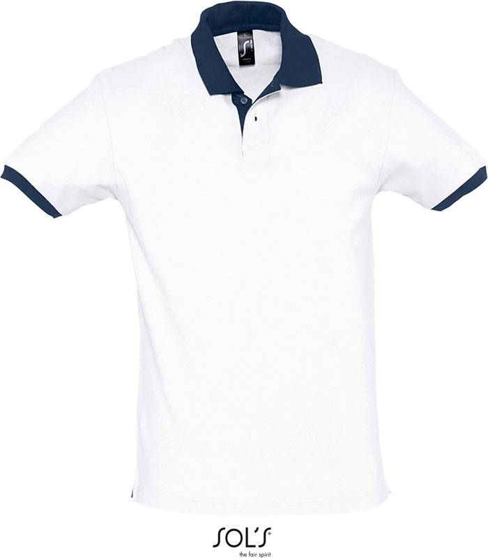 SOL'S | Prince, Piqué polo 2-barevné, bílá - modrá f.n., XS