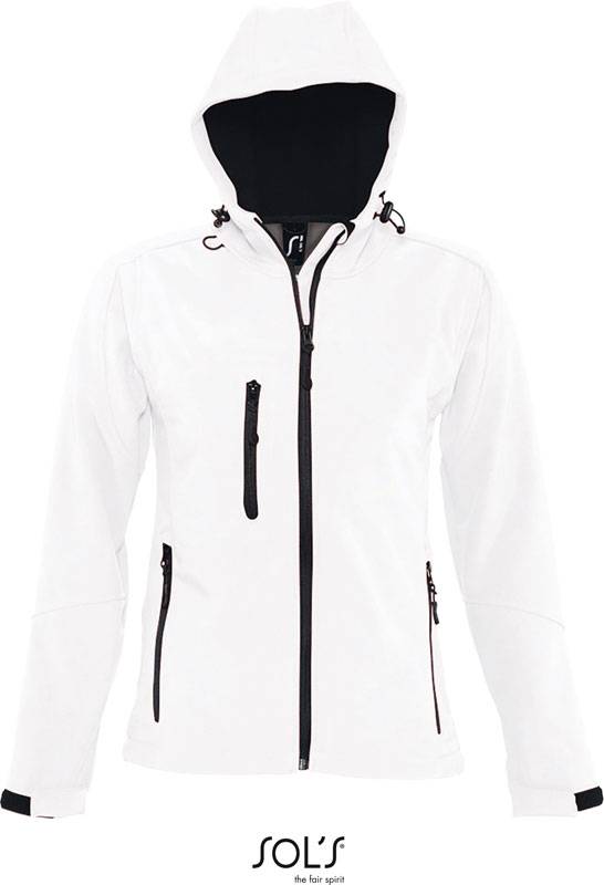 SOL'S | Replay Women, Dámska 3-vrst. softshell. bunda s kapuc., biela, S