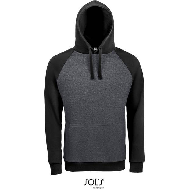 SOL'S | Seattle, Unisex 2-farebná mikina s kapuc., sivá ch. m. - čierna, XS SOL'S | Seattle, Unisex 2-farebná mikina s kapuc., sivá ch. m. - čierna, XS