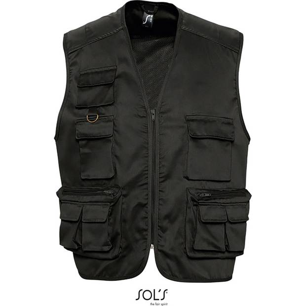 SOL'S | Wild, Unisex vesta "Safari", čierna, S SOL'S | Wild, Unisex vesta "Safari", čierna, S