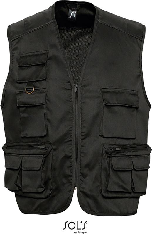 SOL'S | Wild, Unisex vesta "Safari", čierna, XL