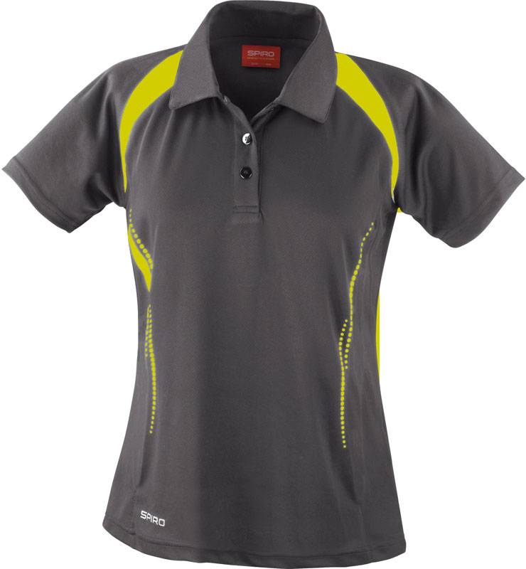 Spiro | S177F, Dámske tímové piqué polo, sivá - zelená Lime, L