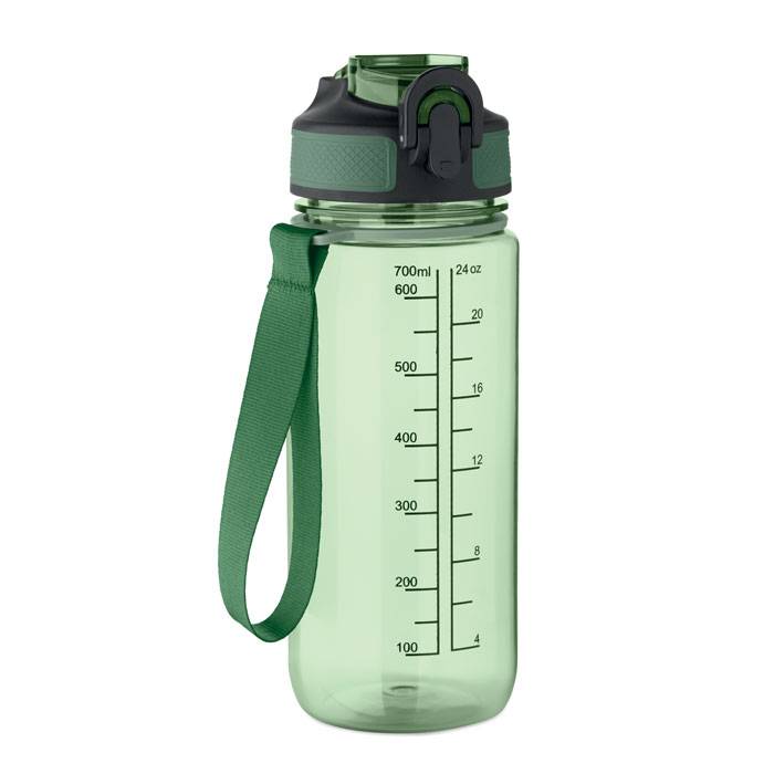 Športová fľaša na vodu, 700ml, zelená transparentná