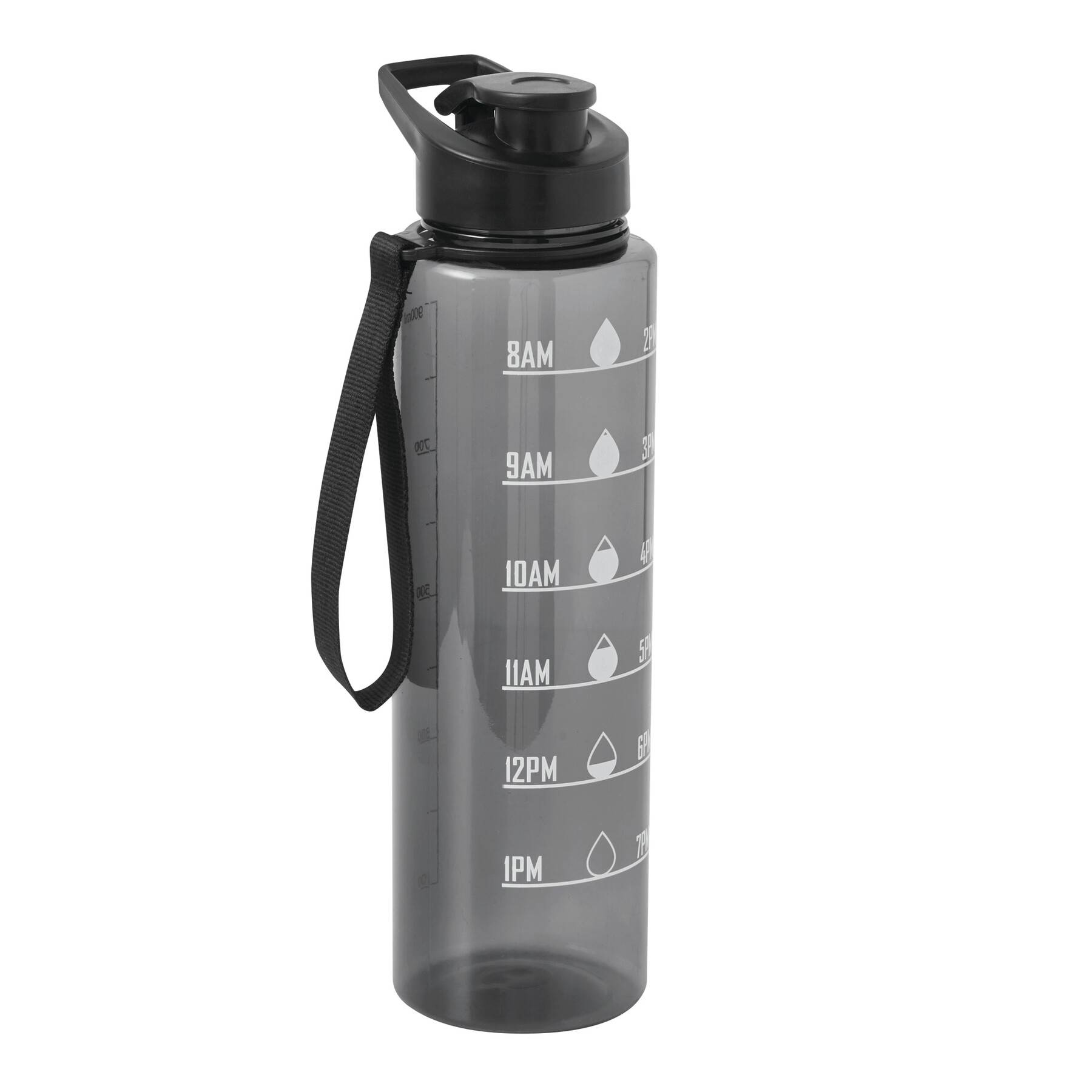 Športová fľaša na vodu AQUA LEVEL, čierna