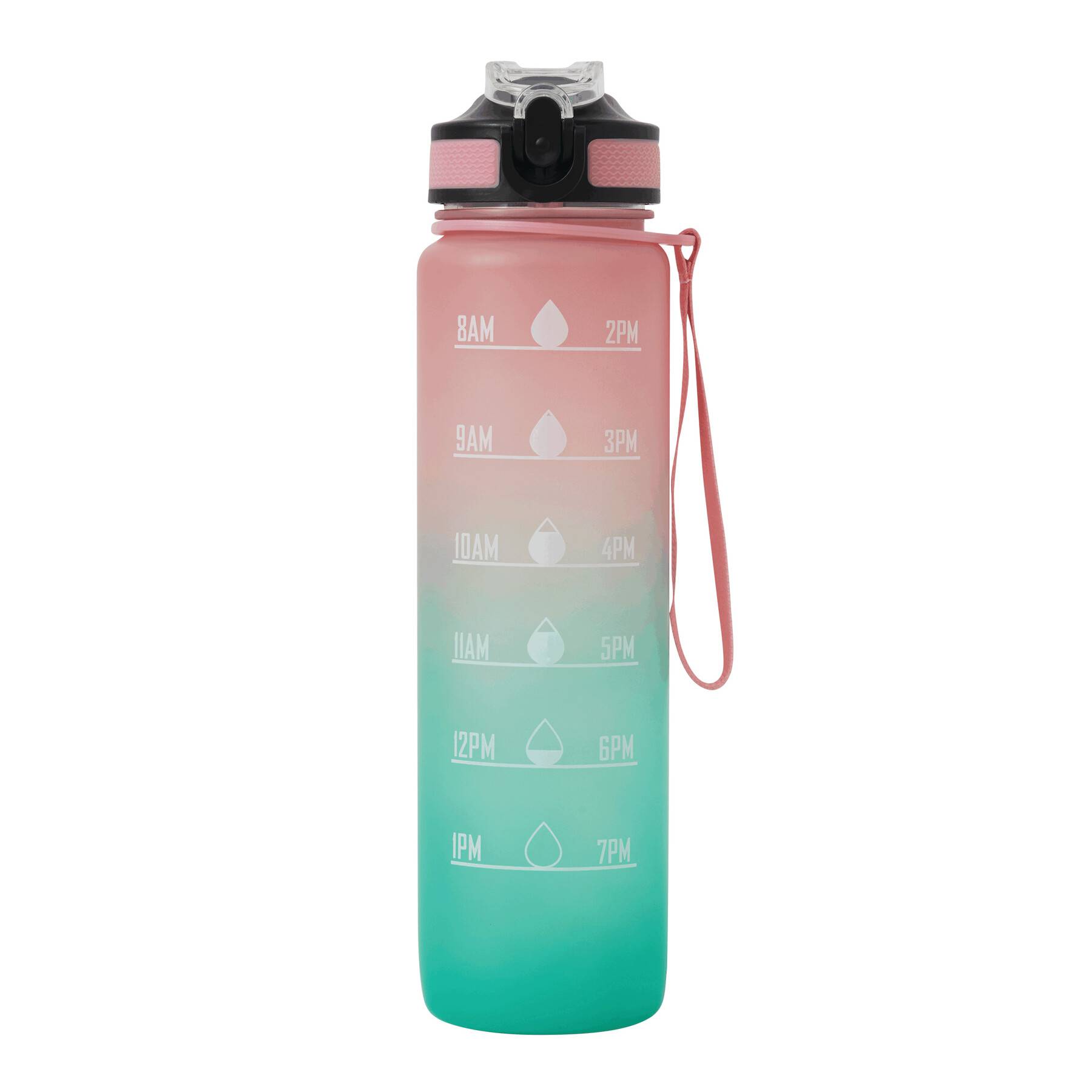 Športová fľaša na vodu HYDRO LEVEL, ružová - modrá Turquoise