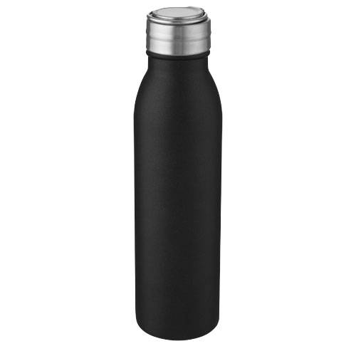 Sportovní láhev z nerezové oceli o objemu 700 ml s kovovým poutkem Harper, černá