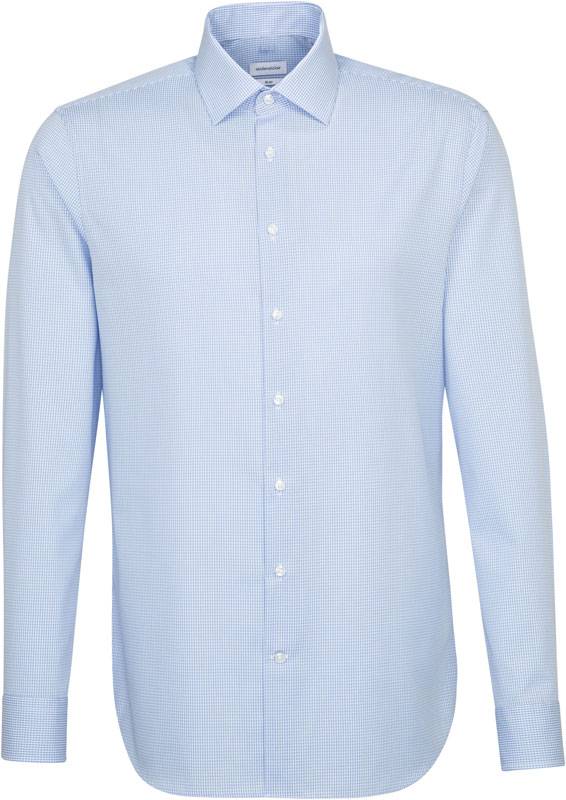 SST | Shirt Office Slim, Popelínová košeľa s dl. rukávom, modrá check light - biela, 40