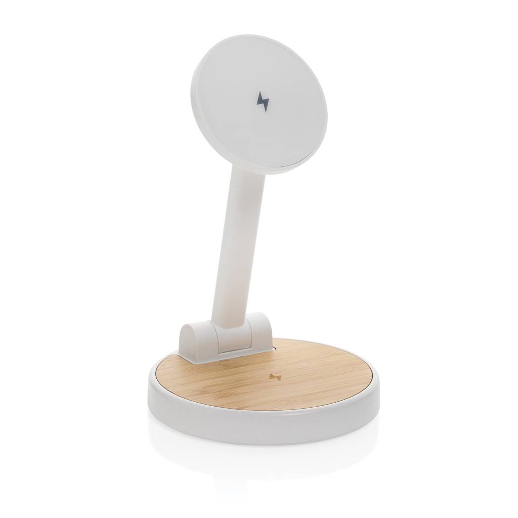 Stojanček Ontario s magnetickou bezdrôt. nabíjačkou 2v1, biela 
