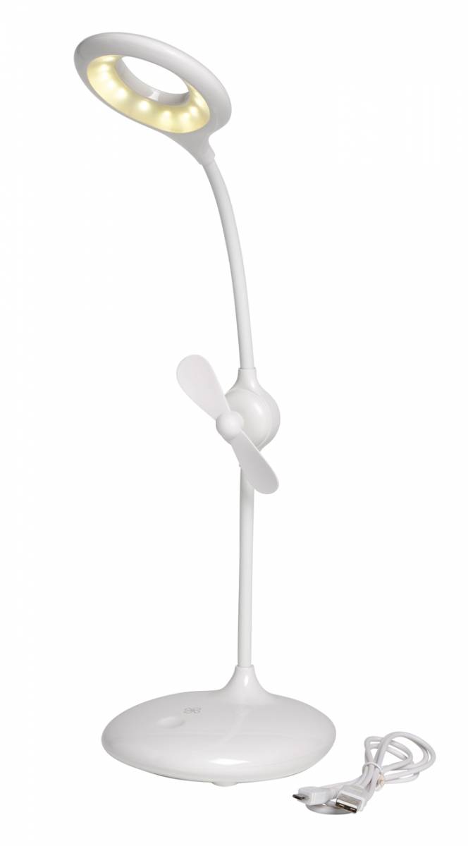 Stolní lampa s ventilátorem, napájení na USB