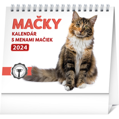 Obrázok ku produktu Stolový kalendár Mačky – s menami mačiek 2024, 16,5 × 13 cm