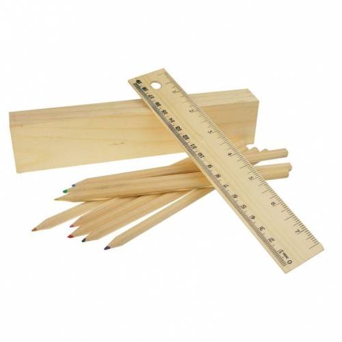 Súprava 8 ks pasteliek a pravítka, hnedá