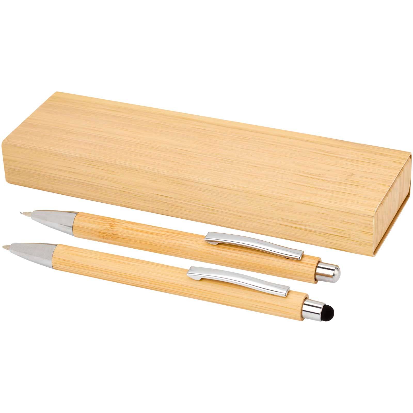 Súprava bambusového guľôčkového pera a mikroceruzky Oblys, hnedá Natural